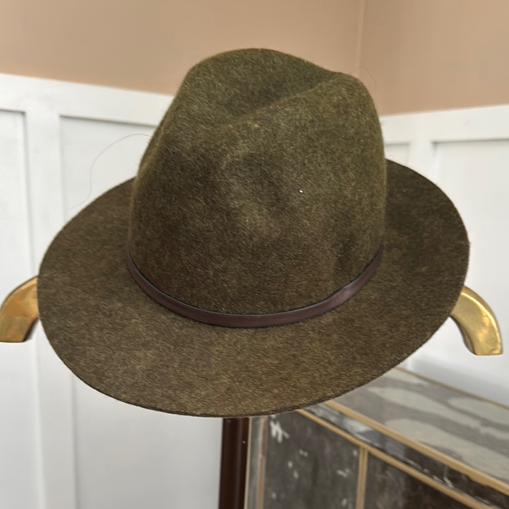 Banana Republic Green Fedora Hat with Wide Brim